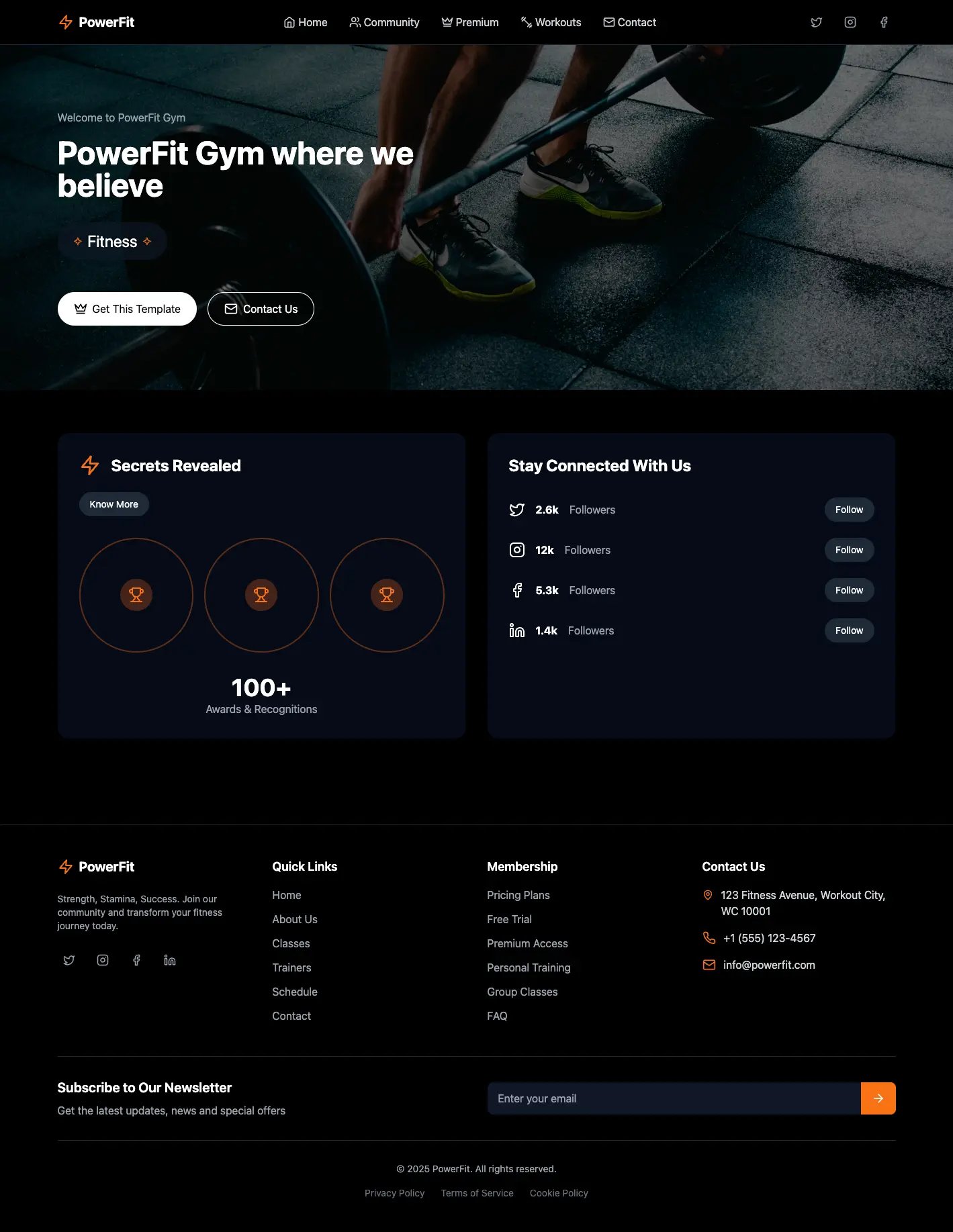 Diseño web para gimnasio PowerFit